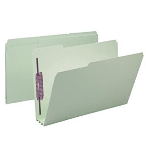 smead® pressboard fastener folders with safeshield® fasteners, 3" expansion, legal size, 100% recycled, gray/green, box