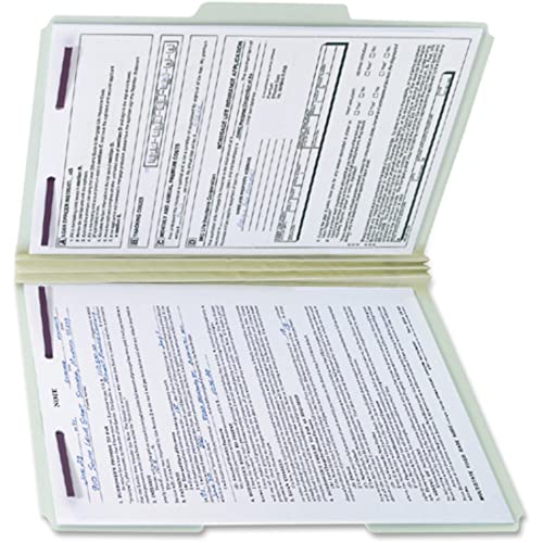 Smead® Pressboard Fastener Folders With SafeSHIELD® Fasteners, 3" Expansion, Legal Size, 100% Recycled, Gray/Green, Box