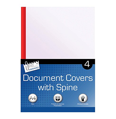 Just Stationery A4 Clear Document Covers and Spines - Assorted Colours (Pack of 4)