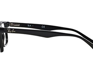 Ray-Ban RX5228 Square Prescription Eyeglass Frames, Black/Demo Lens, 53 mm