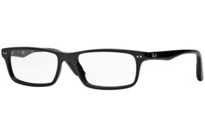 ray-ban rx5277 rectangular prescription eyeglass frames, black/demo lens, 52 mm