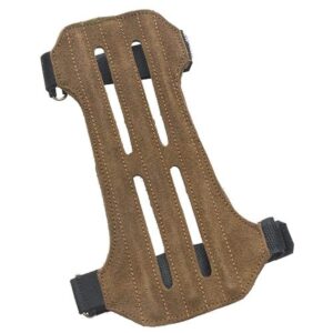 omp mountain man 2-strap ventilated leather suede arm guard