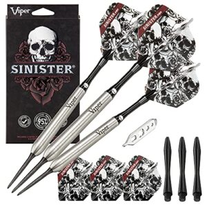 viper by gld products sinister 95% tungsten steel tip darts, 25 grams,silver,23-3811-25