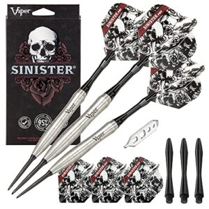 viper by gld products sinister 95% tungsten steel tip darts, 24 grams,silver,23-3809-24