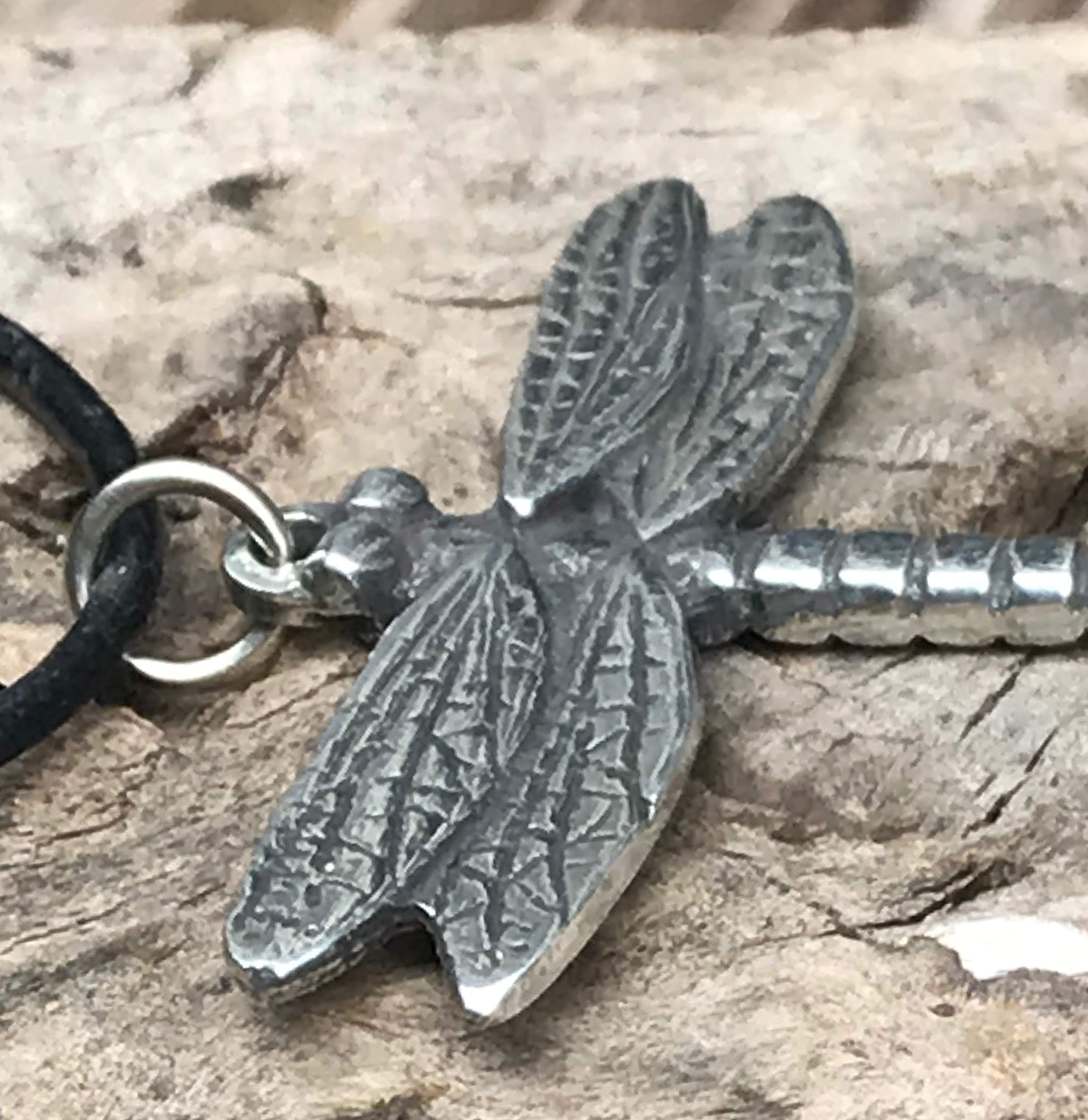 Trilogy Jewelry Pewter Dragonfly Fairy Faerie Fey Pendant on Leather Necklace