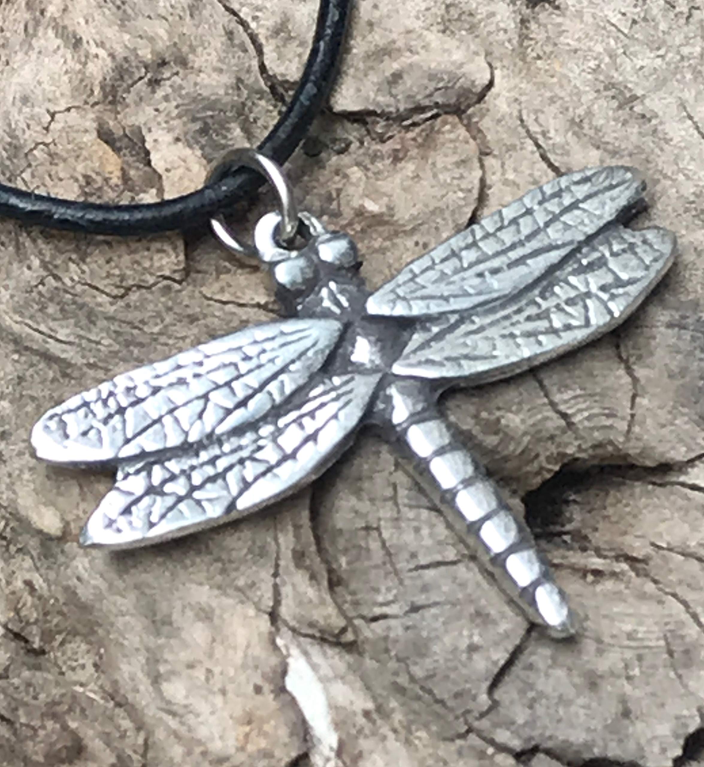 Trilogy Jewelry Pewter Dragonfly Fairy Faerie Fey Pendant on Leather Necklace