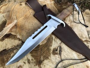 perkin | 16 inches fixed blade hunting knife | leather sheath