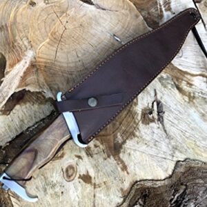 Perkin | 16 Inches Fixed Blade Hunting Knife | Leather Sheath