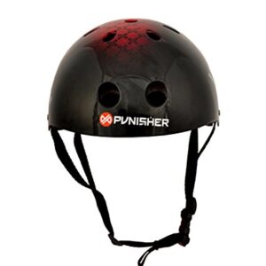 Punisher Skateboards Ranger 11 Vent Multi Sport Skateboard and BMX Helmet Youth Size Medium Includes Extra Helmet Pads, black (9213)