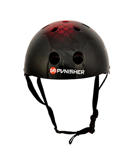 Punisher Skateboards Ranger 11 Vent Multi Sport Skateboard and BMX Helmet Youth Size Medium Includes Extra Helmet Pads, black (9213)