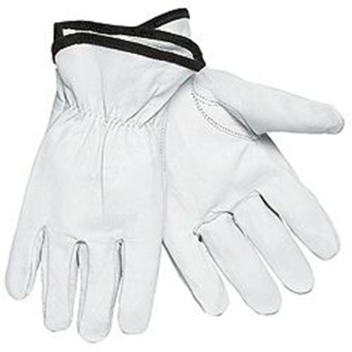 MCR Safety 3611M Memphis Premium Grain Goatskin Drivers Glove Pair with Keystone Thumb, White, Medium