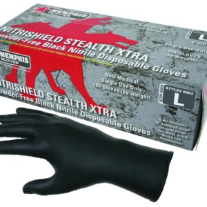 MCR Safety Gloves 6062XL 6 mil Powder Free Disposable Nitrile Gloves, Textured Grip, 1 Box with 100 Gloves, X-Large, Black