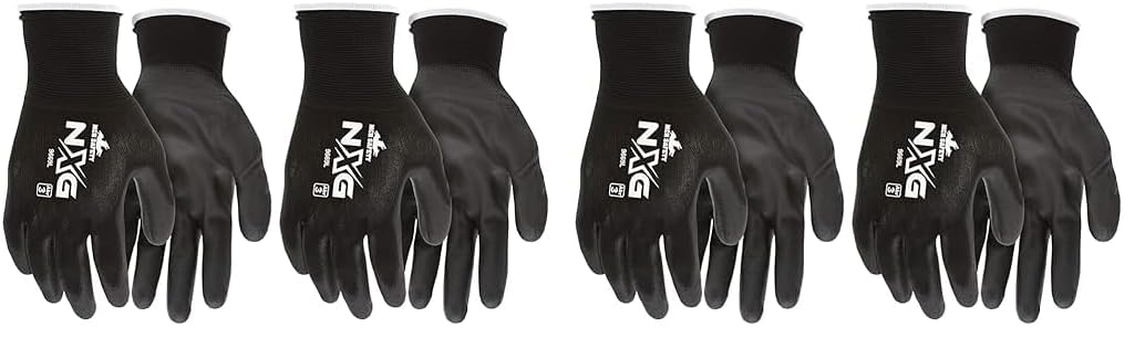 MCR Safety 9669L NXG Work Gloves 13 Gauge Black Nylon Shell Black Polyurethane (PU), 1 Pair