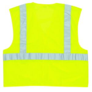 MCR Safety CL2MLPFRL Class 2 Polyester Flame-Retardant Safety Vest with 2-Inch Silver Stripe, Fluorescent Lime, Large