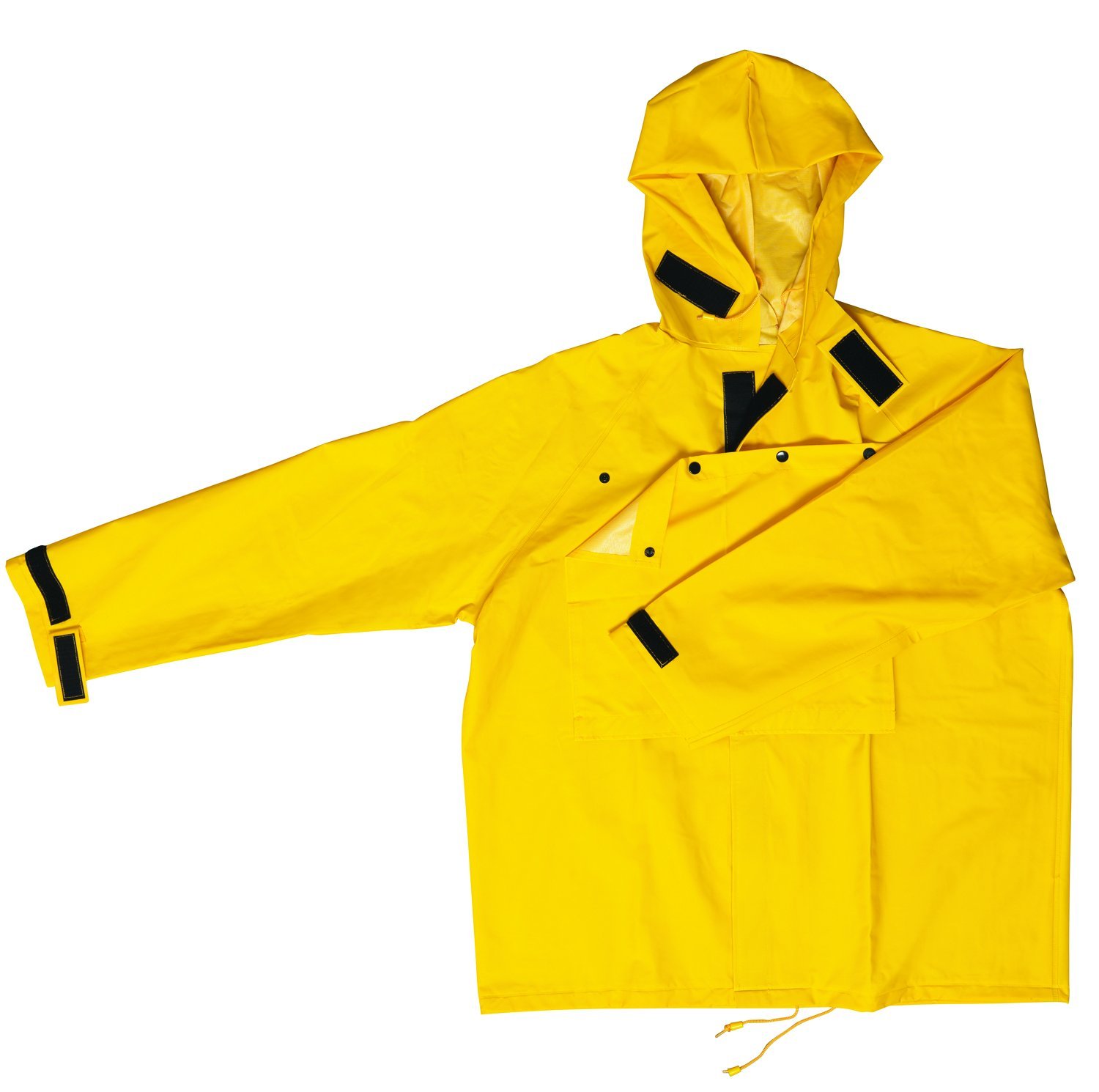 MCR Safety 2603X4 Hydroblast PVC/Polyester 3-Piece Rainsuit with Attached Hood, Yellow, 4X-Large