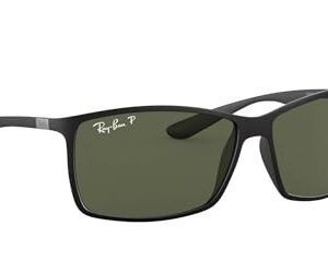 Ray-Ban Men's RB4179 Liteforce Square Sunglasses, Matte Black/Polarized Green, 62 mm + 1