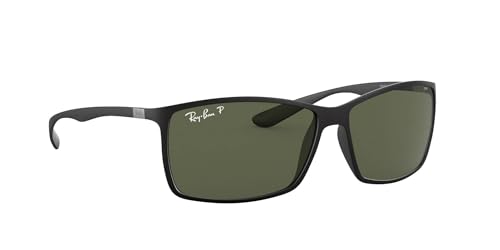 Ray-Ban Men's RB4179 Liteforce Square Sunglasses, Matte Black/Polarized Green, 62 mm + 1