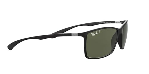 Ray-Ban Men's RB4179 Liteforce Square Sunglasses, Matte Black/Polarized Green, 62 mm + 1