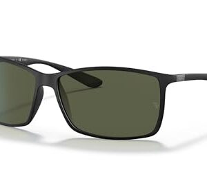 Ray-Ban Men's RB4179 Liteforce Square Sunglasses, Matte Black/Polarized Green, 62 mm + 1