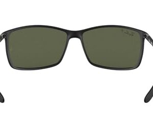 Ray-Ban Men's RB4179 Liteforce Square Sunglasses, Matte Black/Polarized Green, 62 mm + 1