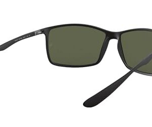 Ray-Ban Men's RB4179 Liteforce Square Sunglasses, Matte Black/Polarized Green, 62 mm + 1