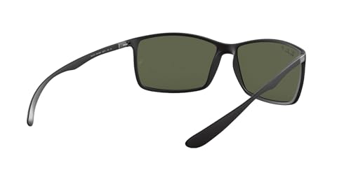 Ray-Ban Men's RB4179 Liteforce Square Sunglasses, Matte Black/Polarized Green, 62 mm + 1