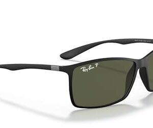 Ray-Ban Men's RB4179 Liteforce Square Sunglasses, Matte Black/Polarized Green, 62 mm + 1