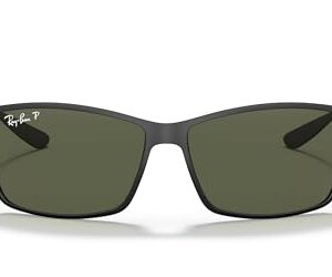 Ray-Ban Men's RB4179 Liteforce Square Sunglasses, Matte Black/Polarized Green, 62 mm + 1