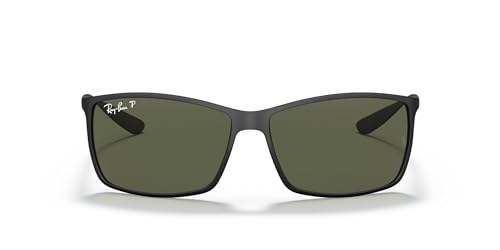 Ray-Ban Men's RB4179 Liteforce Square Sunglasses, Matte Black/Polarized Green, 62 mm + 1