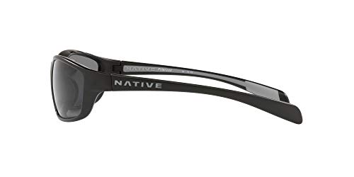 Native Eyewear Kodiak Polarized Rectangular Sunglasses, Matte Black/Gray, 60 mm