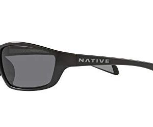 Native Eyewear Kodiak Polarized Rectangular Sunglasses, Matte Black/Gray, 60 mm