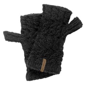 turtle fur nepal women's mika hand knit wool fingerless mittens, black