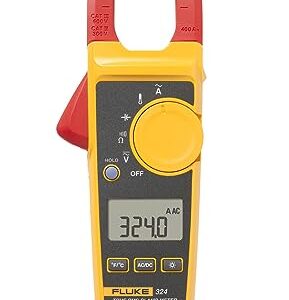 Fluke 324 True-RMS Clamp Meter with Temperature & Capacitance, Measure AC Current Up To 400 A and AC/DC Voltage Up to 600 V, Includes Backlit Display, Measure Resistance Up To 4000 Ohms