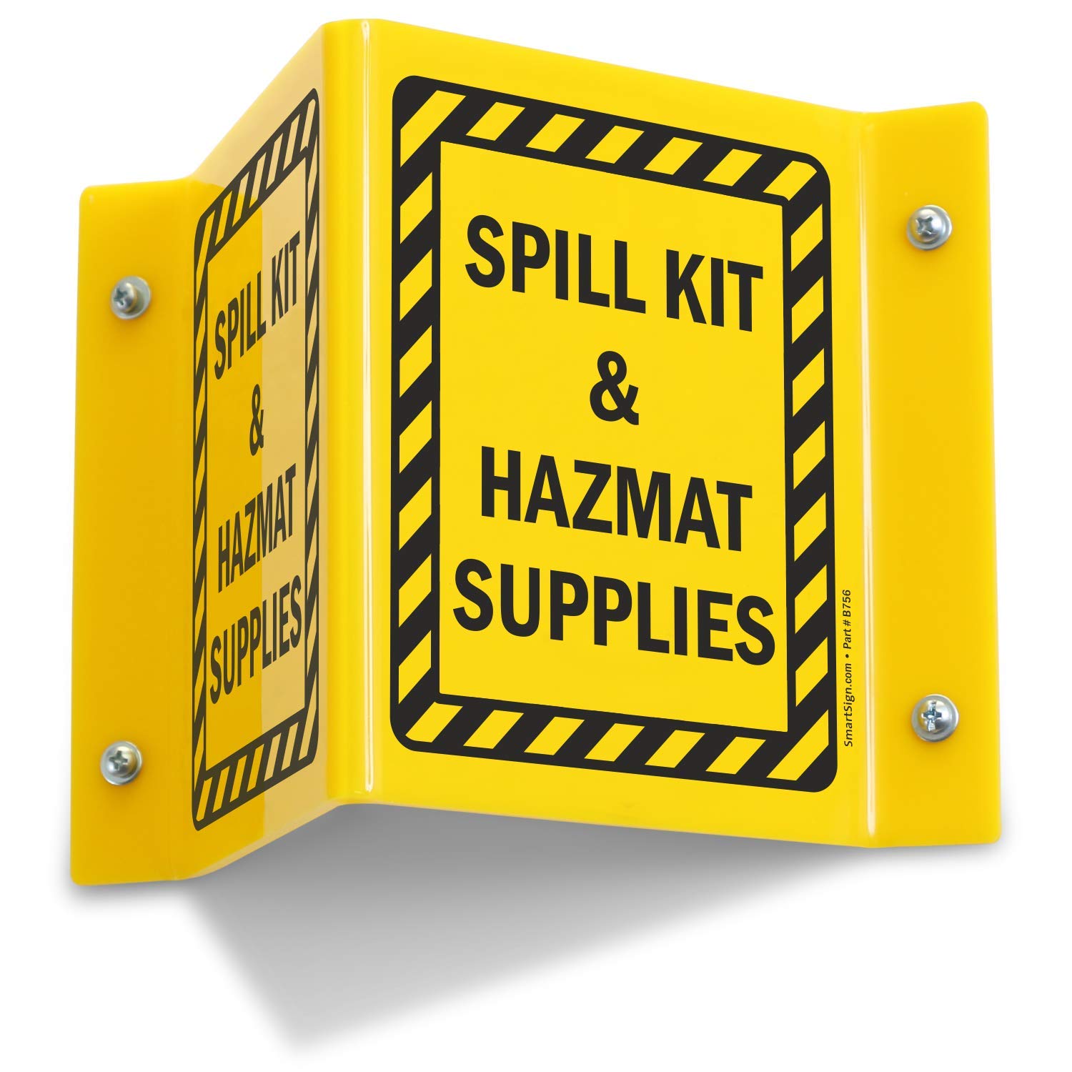 SmartSign - S-8988-AV-06 "Spill Kit & Hazmat Supplies" Projecting Sign | 5" x 6" Acrylic Black on Yellow