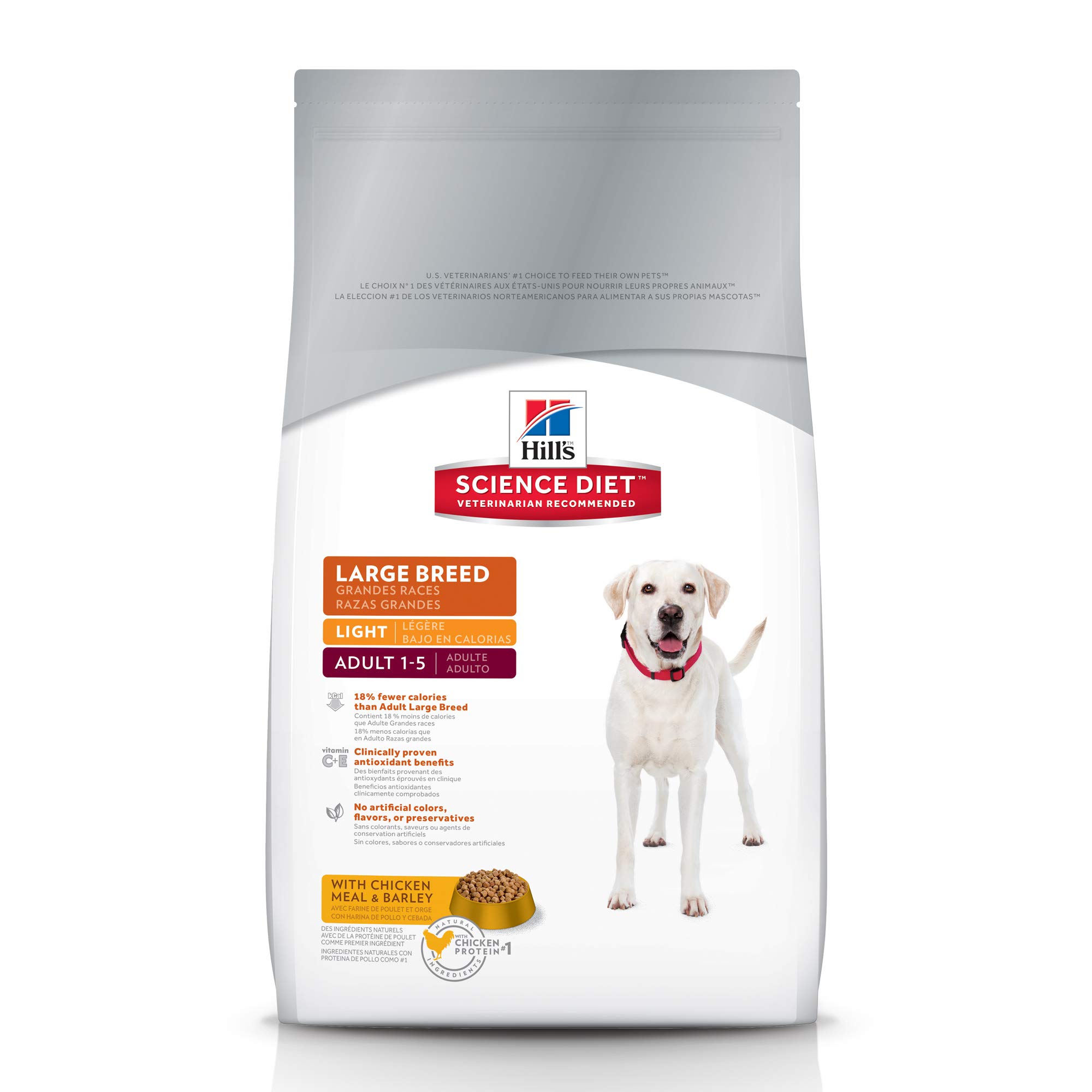 Hill's Science Diet Dry Dog Food, Adult, Large Breed, Light, Chicken Meal & Barley Recipe, 30 LB Bag