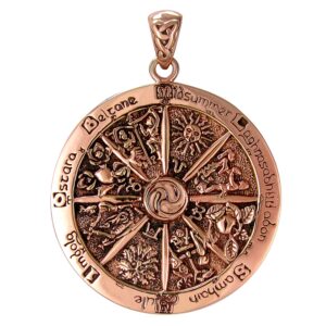 dryad design copper wheel of the year pagan sabbat pendant