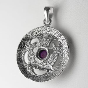 Dryad Design Wiccan Pentacle Pendant - Lunar Goddess Pendant .925 Sterling Silver Amethyst Protection Amulet - Pagan Moon Jewelry