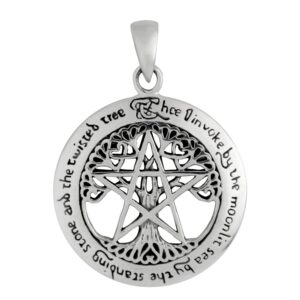 dryad design wiccan pentacle tree of life pentagram pendant (1 inch) - sterling silver pagan jewelry witch fashion