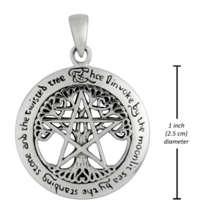 Dryad Design Wiccan Pentacle Tree of Life Pentagram Pendant (1 Inch) - Sterling Silver Pagan Jewelry Witch Fashion