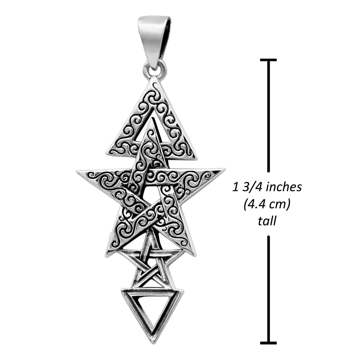 Dryad Design Sterling Silver Wiccan Jewelry - 3rd Degree Pentagram Pentacle Initiation Pendant