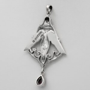 Dryad Design Freya Pendant - Norse Viking Pagan Goddess Jewelry for Women (Sterling Silver and Garnet)