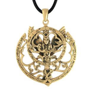 Dryad Design Bronze Inanna Ishtar Pendant Queen of Heaven Goddess Wiccan Pagan Jewelry - 1.75 Inches Diameter