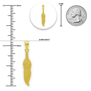 Gold Feather Charm - 10 Karat Solid Gold - Feather Pendant Necklace - Optional Gold Chain (No Chain - Charm Only)