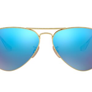 Ray-Ban RB3025 Classic Aviator Sunglasses, Matte Gold/Grey Mirrored Blue, 58 mm