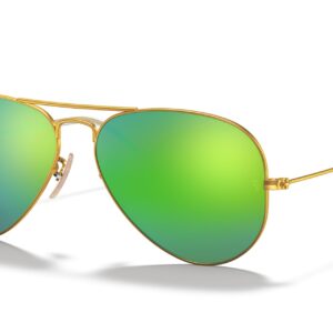 Ray-Ban RB3025 Classic Aviator Sunglasses, Matte Gold/Grey Mirrored Green, 58 mm