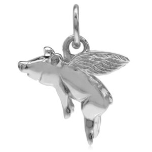 silvershake 925 sterling silver when pigs fly charm pendant