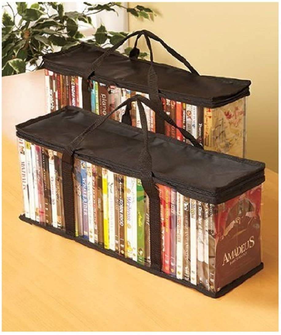 ALLmuis Set of 2 DVD Storage Bags (Holds 40 DVD's Each - 80 Total!). Convenient Travel Case for Media. Stackable, Easy to Carry.