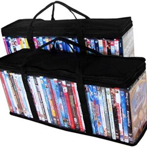 ALLmuis Set of 2 DVD Storage Bags (Holds 40 DVD's Each - 80 Total!). Convenient Travel Case for Media. Stackable, Easy to Carry.