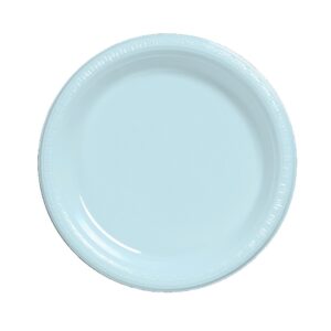 creative converting touch of color 20 count plastic dinner plates, pastel blue