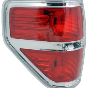 Evan Fischer Driver Side Tail Light Compatible with 2009-2014 Ford F-150 Styleside Red Lens Chrome Trim CAPA